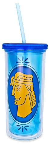 Disney Hercules Double-Walled Plastic Travel Tumbler with Lid and Straw | 20-Ounce Tall Carnival Cold Cup For Drinks