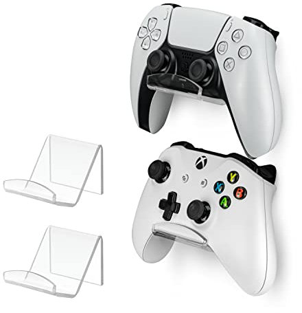 BRAINWAVZ Wandhalterung für Gamecontroller, für Xbox, Playstation, PC und mehr, starker VHB-Klebstoff, universelle Passform, transparent, 2 Stück