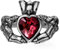 Ro Rox Alchemy England Claddagh by Night Ring Irish Blood Red Heart Skull Crown Gothic, Silber, L