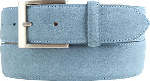 BELTINGER Gürtel aus Veloursleder 4 cm | Hochwertiger Velour-Ledergürtel für Herren 40mm | Herren-Gürtel Wildleder-Gürtel 4cm | Jeansblau 85cm