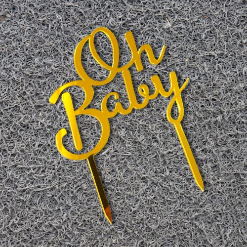 Acrylic Age Cake Topper Oh Baby Baby Shower Birthday Party Gold Baking Decoration Idea