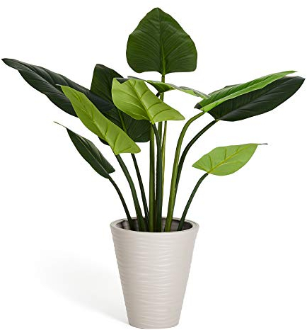 Ibbe Design 4Ever Green Künstliche Große Grüne Monstera Split Philo Pflanzen Splitphilo Kunstpflanze Kunstblume Kunstbaum Zimmerpflanze im Plastik Topf, 120 cm Hoch