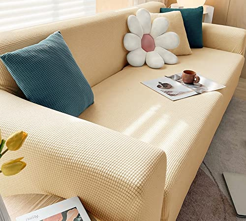 Stretch Sofa überzug für Sofabezug L Form und Sofa 1, 2, 3, 4 Sitzer, Anti-Slip Sofa überzug L Form 360° Polsterbezug für Eckcouch, Sofaschutz, Couchbezug, Polsterbezug, waschbar ( Color : Beige , Siz