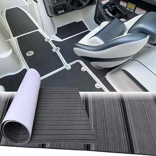 Hzkaicun Eva Mousse Bateau Tapis Marine Antidérapant Revêtement Sol 240x41cm Auto-Adhésif Synthétique Teck Pont pour Yacht Kayak Bateaux à Moteur Piscine Escaliers Terrasse Planches de Surf