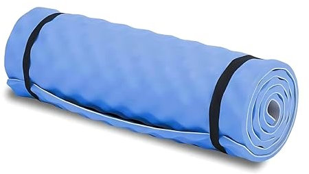 MantraRaj Waterproof EVA Camping Mat Extra Thick 1.5 CM Lightweight EVA Foam Yoga Sleeping Ground Roll Mat With Elastic Straps Ideal For Camping Fishing Exercise Outdoor- Blue,180x50cm