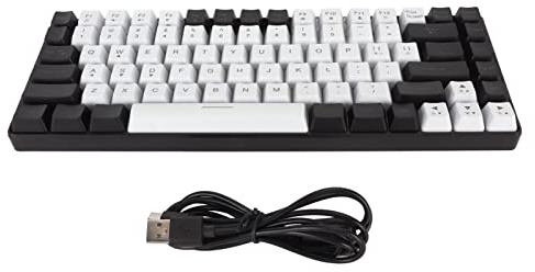 80% 84 Keys Wired Typc C Mechanical Keyboard, Wired Gaming Keyboard with RGB Backlit, Compact Keyboard Mechanical for Wins 98 NT 2000 XP 7 8 10 (White)
