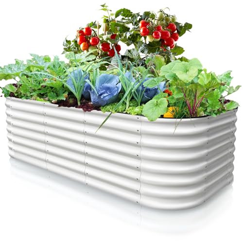 Metal raised beds for garden, 60cm Tall Galvanized Raised Garden Bed Outdoor for Vegetables, Flowers, Large Raised Planter Outdoor for Free Assembly with Ease(240 * 60 * 60cm, Beige)