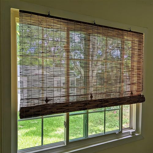 ORANGES Bambus Rollo Raffrollo Holzrollo Sonnenschutz Jalousien Atmungsaktiv Bambusrollo 140cm Breit x 190cm Hoch, Lichtfilterung, Atmungsaktiv, One Color