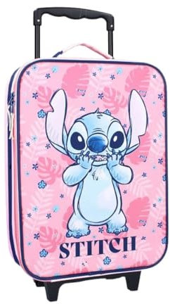 mybagstory - Valise – Stitch – Rose - Enfant – Bagage – Voyage – Vacances – Valise Fille - Taille 42 cm – Roulettes – Idée Cadeau