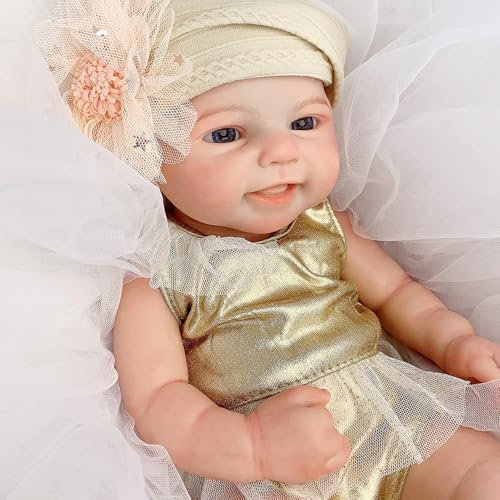 Aniiyy Reborn Baby Dolls Silicone Full Body,Realistic 16 Inch Reborn Baby Dolls Girl,Hand Painted Newborn Baby Doll Washable Open Eyes