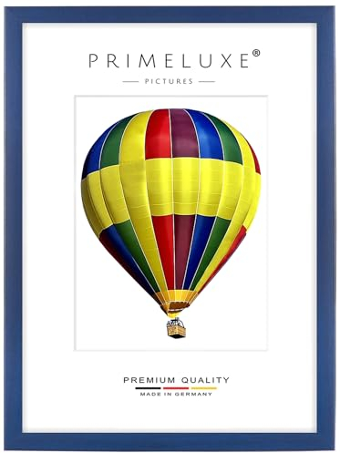 PrimeLuxe Holz Bilderrahmen 84,1 x 118,9 cm (Bildmaß) DIN A0 in Dunkel-Blau | Farbe und Größe wählbar | Rahmen für Poster | Puzzle | Foto collage | MADE IN GERMANY