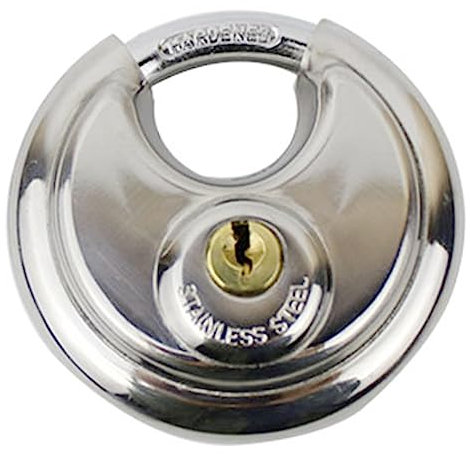 Cadenas Rond en Acier Inoxydable, Serrure à Disque Haute sécurité avec 2 Clés, Résistant à la Corrosion pour Entrepôts, Garages