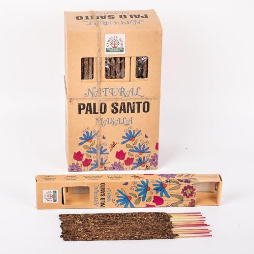 Namaste India Natural 30g Masala Räucherstäbchen Agarbatti Packung - 12 Packungen insgesamt 100-120 traditionelle Räucherstäbchen für entspannende Aromatherapie (Natural Palo Santo)