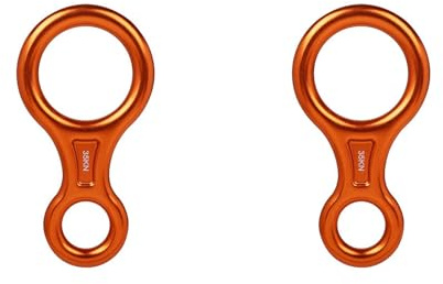 Ohewiiuk 2 x 35 KN Figure 8 Climbing Abseil Device Aluminium Alloy Downhill Equipment for Climbing Safety and Abseil Device, Orange