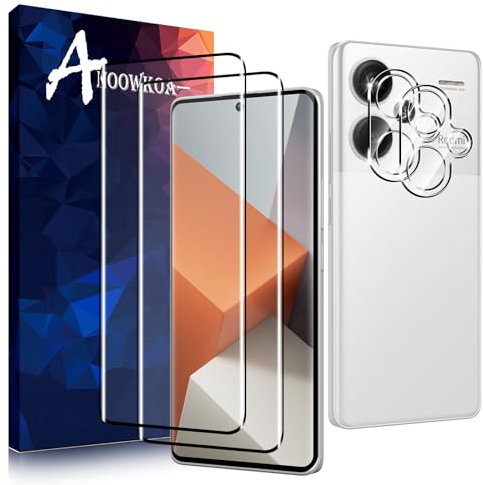 Anoowkoa [2 Packpara Redmi Note 13 Pro Plus Protector de Pantalla + [2 Pack] Protector de Lente de Cámara, protector de pantalla de vidrio templado, película protectora