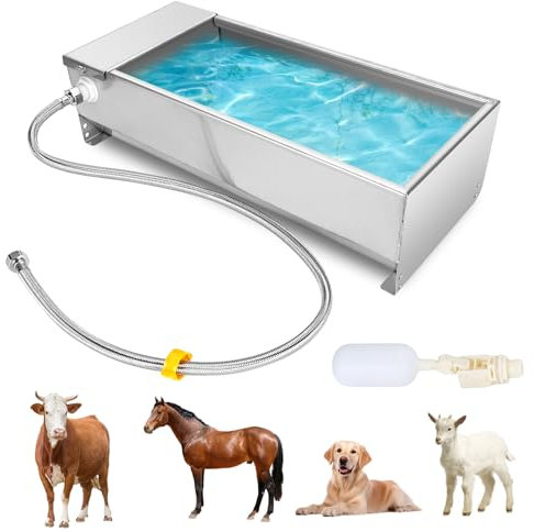 Ausla Abreuvoir Flottant, Abreuvoir pour Bétail, Distributeur d'eau Automatique de Grande capacité, 7,5 L, Acier Inoxydable 304, Auto-remplissant, pour Chiens, Chevaux, Vaches, Chèvres