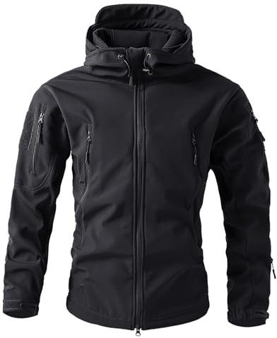 RUMAOZIA Herren Camouflage Softshelljacke Taktische Winter Outdoor Warnjacke mit Kapuze und Reißverschluss Bequeme Mantel Angeln Jagd Jacke Arbeitsjacke Trekking Übergangsjacke