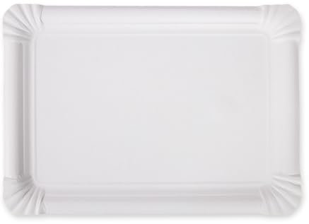 FRANZ MENSCH 250 Stück NATUREStar Pappteller rechteckig | Pappe, weiß, L: 30cm, B: 21cm, Karton, Pappteller, Einwegteller, Einweggeschirr