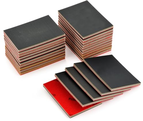 MAXMAN Lot de 20 éponges de sable en mousse souple, 2500 grains, 8 x 10 cm, bloc de sable à main en mousse souple, papier de verre humide et sec ultra fin pour métal, meubles en bois, modèles, mur