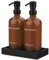 Amber Kitchen Soap Dispenser Set with Tray - Hand and Dish Soap Dispenser for Kitchen,Modern Kitchen Decor & Accessories. (Amber)