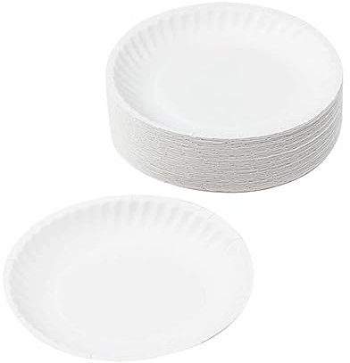 ibasenice 50pcs Drawing Doodle Paper Plate Plates Paint Pallets Bandejas para Comida Serving Tray Round Snack Tray for Storage Trays DIY Graffiti Trays Art Coloring Trays Flatware White