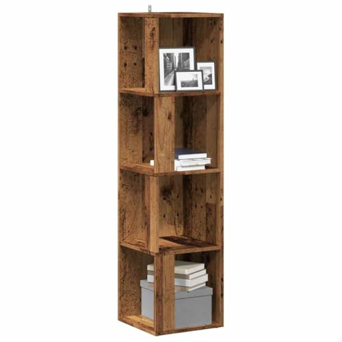Gecheer Eckregal Altholz-Optik 33x33x132 cm Holzwerkstoff