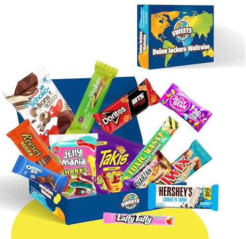 Amerikanische Süßigkeiten Box mit Dubai Schokolade, Schokobons Crispy, Takis & vielem mehr - Beliebte Süßigkeiten aus aller Welt - American Candy Box mit außergewöhnlichen Süßigkeiten