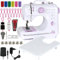 Susggo Maquina de Coser Portatil Electrica con Mesa Soporte, Brazo Libre y Luz de Trabajo, 12 Puntadas, 2 Velocidades y Retroceso. Compacta y Facil de Usar. Incluye Kit de Costura Accesorios Pedal