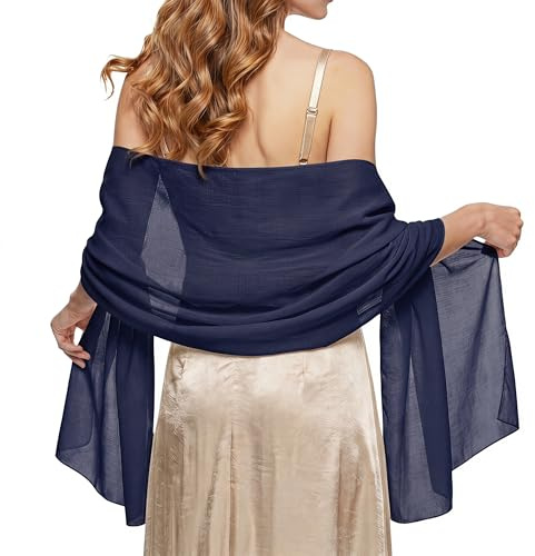 ehsbuy Chiffon Scarf Gifts for Women Plain Ladies Lightweight Soft Women's Neck Scarf Shawls and Wraps for Wedding Party Birthday Evening Dresses