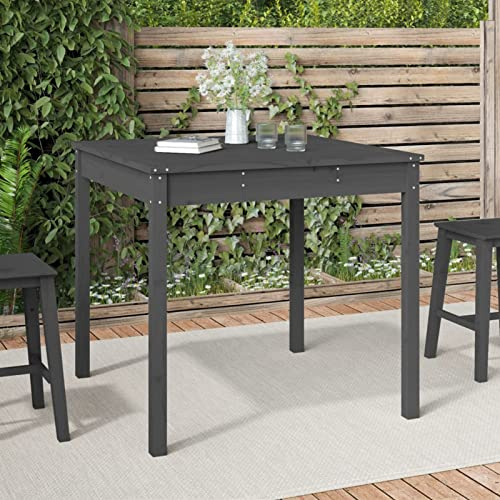 Rantry Gartentisch Grau 82,5x82,5x76 cm Massivholz Kiefer Gartentisch Terrassentisch Balkontisch Couchtisch Garten Esstisch Tisch Esstisch für Terrasse Garten