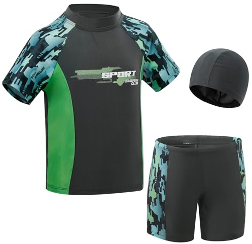 KAKU NANU UV Badebekleidung Junge Badeanzug Kinder Rashguard-Sets Schwimmanzug Badehosen für Jungen 134/140 134 140 Urlaub Must Haves 8 9 10 11 Jahre