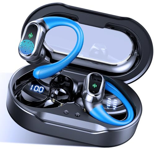 Wireless Earbuds, Bluetooth 5.4 Headphones Sport with 4 ENC Noise Cancelling Mic, 50H Wireless Headphones with Earhooks HiFi Stereo Deep Bass, IP7 Waterproof Bluetooth Earphones for Sport/Gym/Running