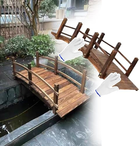 WLCGYD gartenbrücken teichbrücke Japanische Brücke Für Den Garten, Rustikale Gartenbrücken Für Den Außenbereich, Dekorative Teichbrücke, Bogenförmiger Fußgängersteg, Gehweg Mit Schrauben(6ft/180cm)