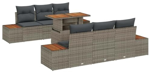 vidaXL Garten-Sofa-Set 7 STK. Grau Poly Rattan