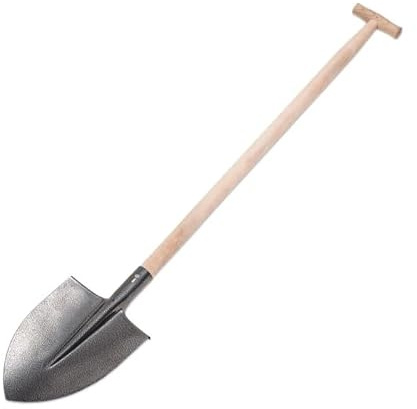 MAAN Spaten Gartenspaten Gärtnerspaten Rund Holzstiel Feldspaten T-Griff 22 x 31 x 121 cm