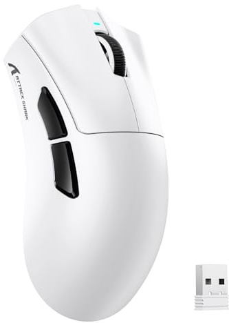 MAMBASNAKE X ATTACKSHARK V3 Wireless Gaming Mouse-White | 22000 DPI,PixArt PAW3311 Sensor,BT/2.4G/Wired,59g Lightweight,20M Clicks,40G Acceleration,Long Battery,for PC/Mac