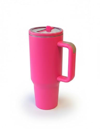 Ten Little (Brand), 40oz/1183ml Tumbler with Handle & Flip Straw | Stainless Steel Travel Coffee Mug | Insulated Thermal Cup | Hot & Cold Drinks Water Bottle | BPA-Free (Pink)