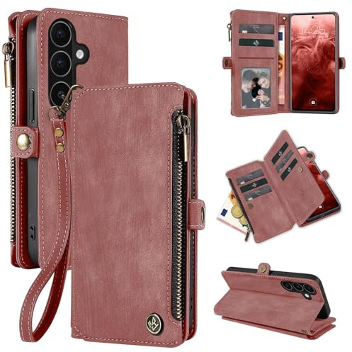 LBH Handy Hülle für Samsung Galaxy A37 5G Klapphülle RFID Schutz Wallet Geldbeutel Geldbörse Cover Case Flipcase Kartenfächer Geldfach Münzfach Rosa