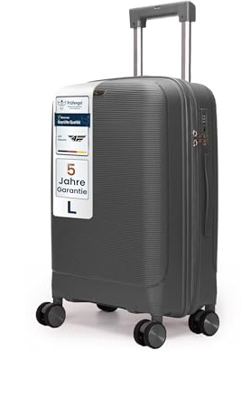 4FLY Leichter Hartschalen-Reisekoffer L - Groß 65 cm (60L) – Trolley Koffer mit TSA-Schloss, 4 Spinner-Doppelrollen & Aluminium-Teleskopgriff, Aufgabegepäck Reisegepäck