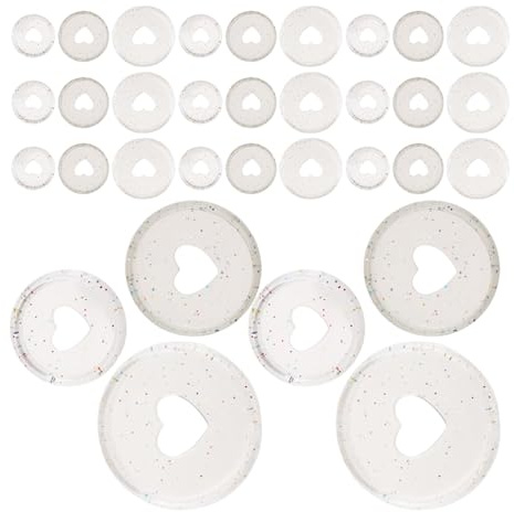 Gatuida 45 Stück Kunststoff Herz Binderscheiben 24/28/35mm Glitzernde Planer Discs für Scrapbooking Selbstgemacht Notizbücher Erweiterbare Loseblatt Binderinge