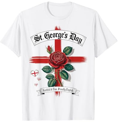 St Georges Day Outfit Idea for Women with English Flag Rose T-Shirt