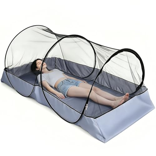 Tenda Zanzariera da Esterno, FainFun Rete Zanzariera Letto Portatile, Mosquito Net Pop-Up, per i viaggi, il Campeggio e la Casa (1, Grigio, 200 x 100 x 73 cm)