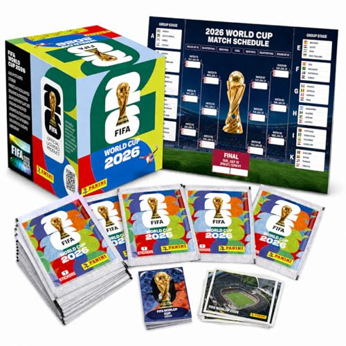 ATHLEJOY XXL Fan Starterset WM 2026 – Original Panini Sticker, Extra 1x Spielplan (25 Tüten / 175 Sticker Einzeltüten)