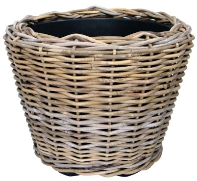 mgc24 Drypot Rattan rund Ø55x42 cm – Pflanztopf mit Innentopf | Handgeflochtene Rattanoptik, wasserdichter Einsatz, pflegeleicht, vielseitig nutzbar für Innen und geschützte Außenbereiche