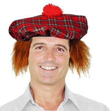 Party-Discount Hut Schottenmütze MacGeiz, mit Haaren