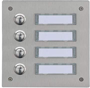 4 Fach Edelstahl Klingelplatte, Türklingel, Türstation, Edelstahlklingel