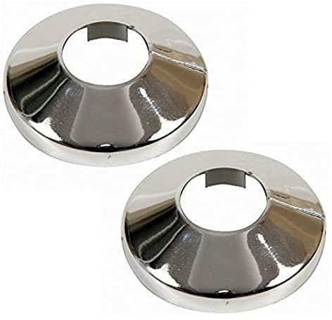 plumbing4home 2x Pieces Chromed PVC Plastic Radiator Pipe Cover Collar Rose 15mm Diameter