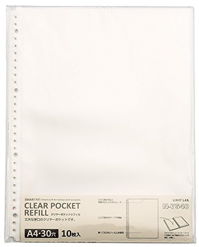 Lihit Lab., Inc. clear pocket refill one set = 10 pieces A4 30 hole N7540