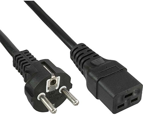 InLine 16658H Netzkabel 16A, Schutzkontakt gerade auf Kaltgerätestecker IEC320/C19, 0,5m