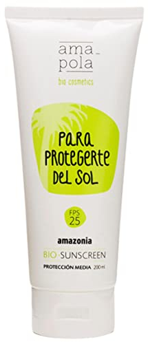 AMAPOLA BIO-COSMETICS - Mineralische Sonnencreme SPF 25 – Sonnencreme ohne Chemie - Vegan - Für Kleinkinder Geeignet - Zinkoxid - 200ml